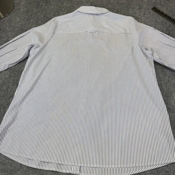 Quaker Factory by Jeanne Bice‎ XL Blue White Stripe Embroidered Sunflower Shirt - Picture 12 of 16